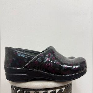 Dansko Black and Purple Clogs